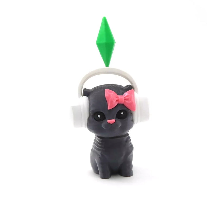 Headphone Wearing Sims Cat Bobblehead