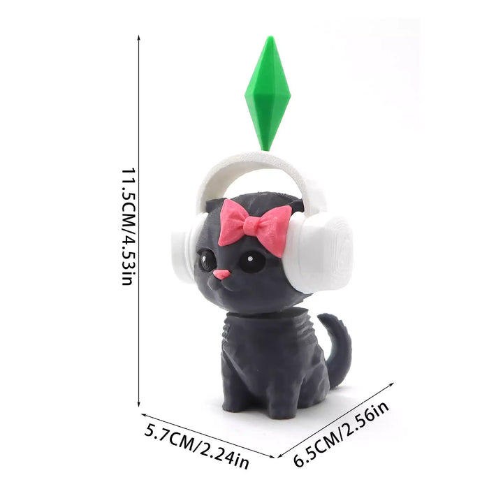 Headphone Wearing Sims Cat Bobblehead