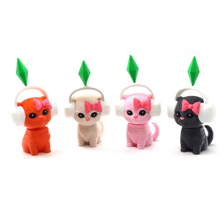 Headphone Wearing Sims Cat Bobblehead